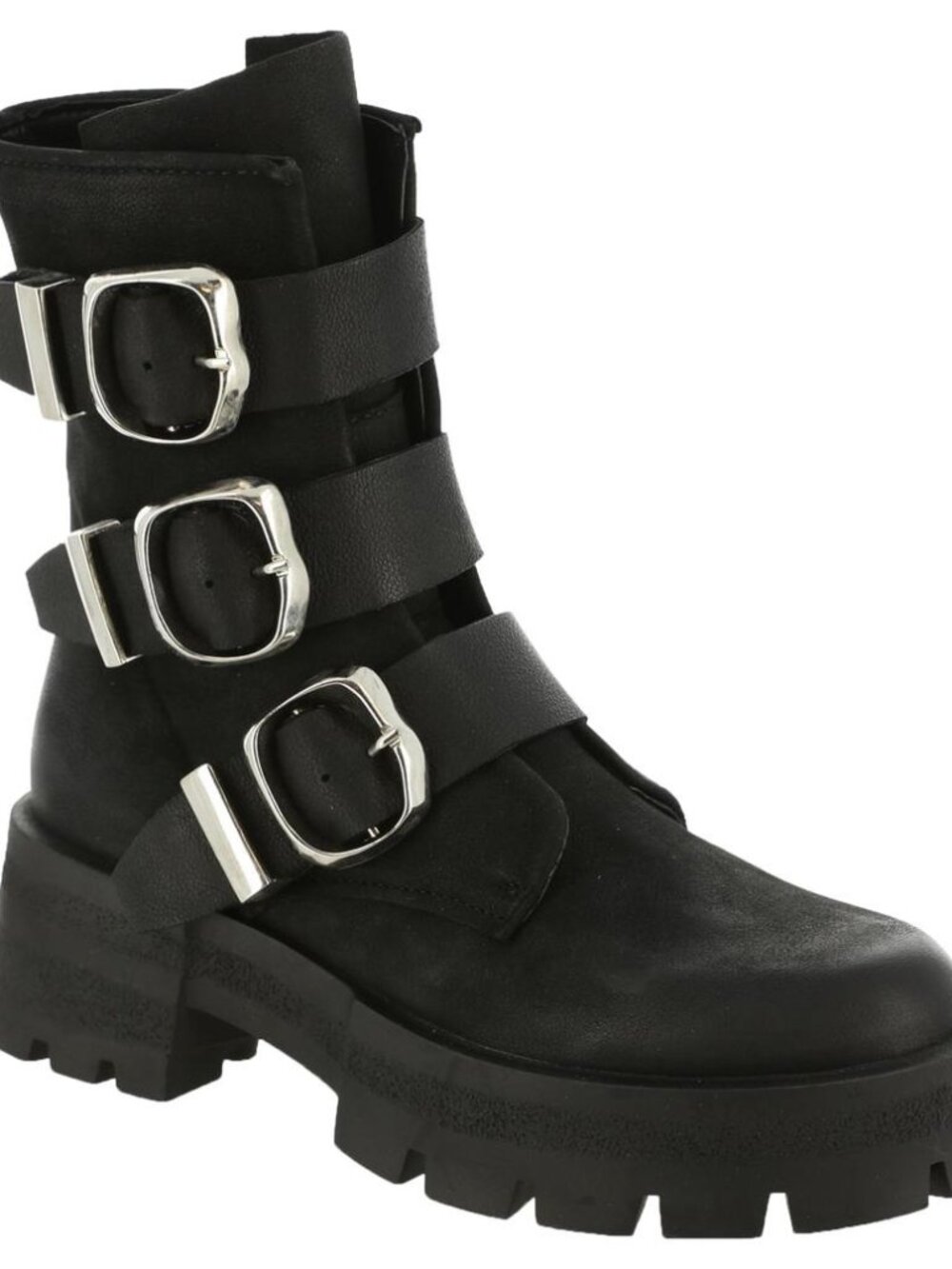 Steve Madden Roland Black Triple-Buckle Combat Boots. 9M